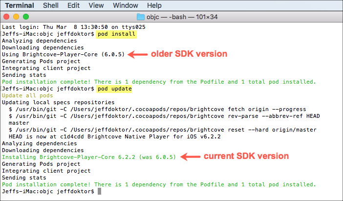 Pod-Installation ausführen