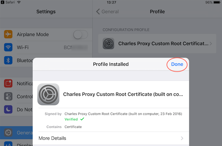 Charles-Profil installiert